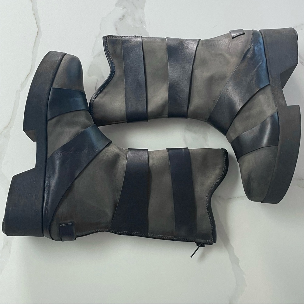 ANDIA FORA Samurai Split Leather Platform Boots, Size 7/37